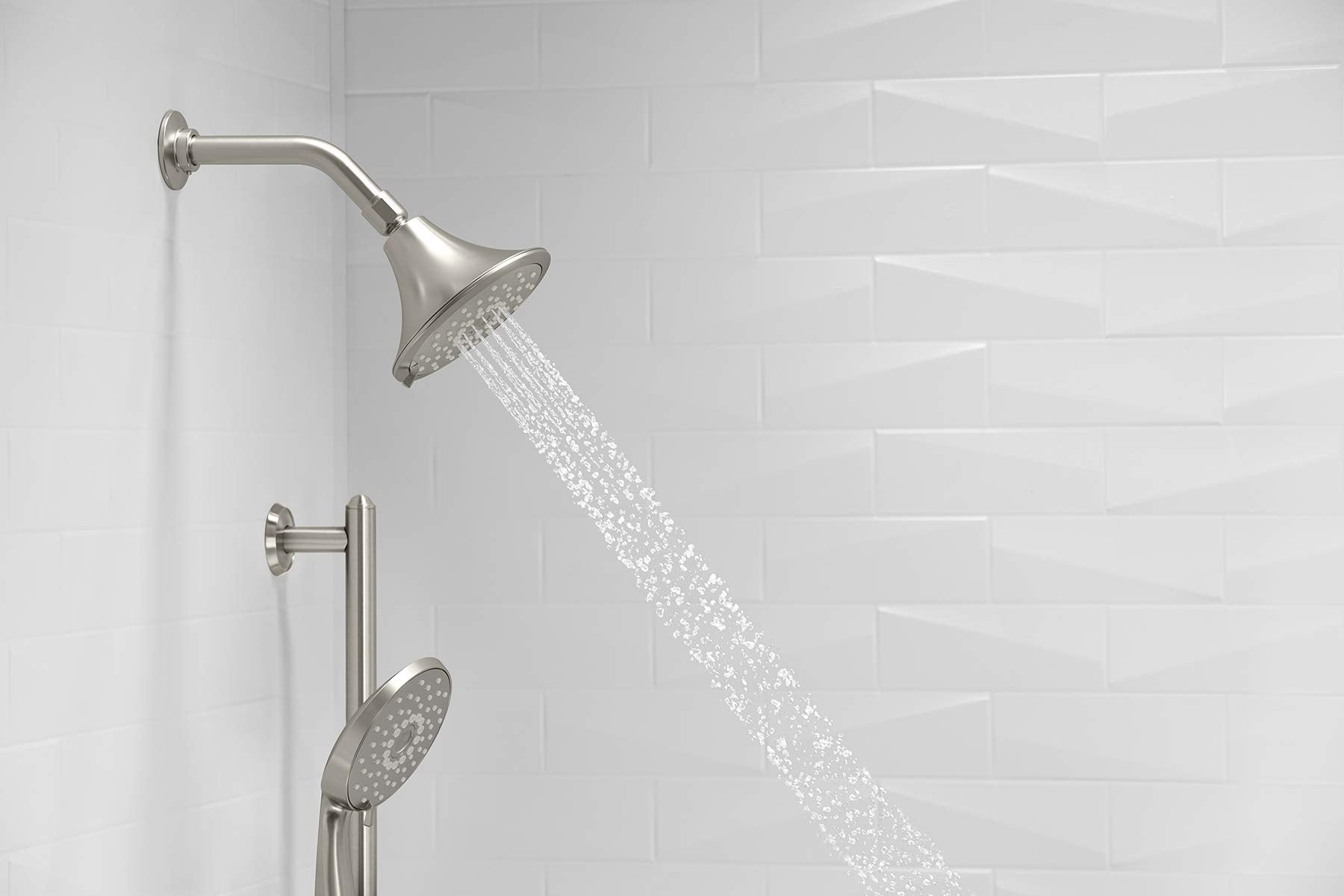 KOHLER 22169-BN Forte Multifunction Showerhead, Wall-Mount, 3 Spray Settings, 2.5 GPM, Vibrant Brushed Nickel