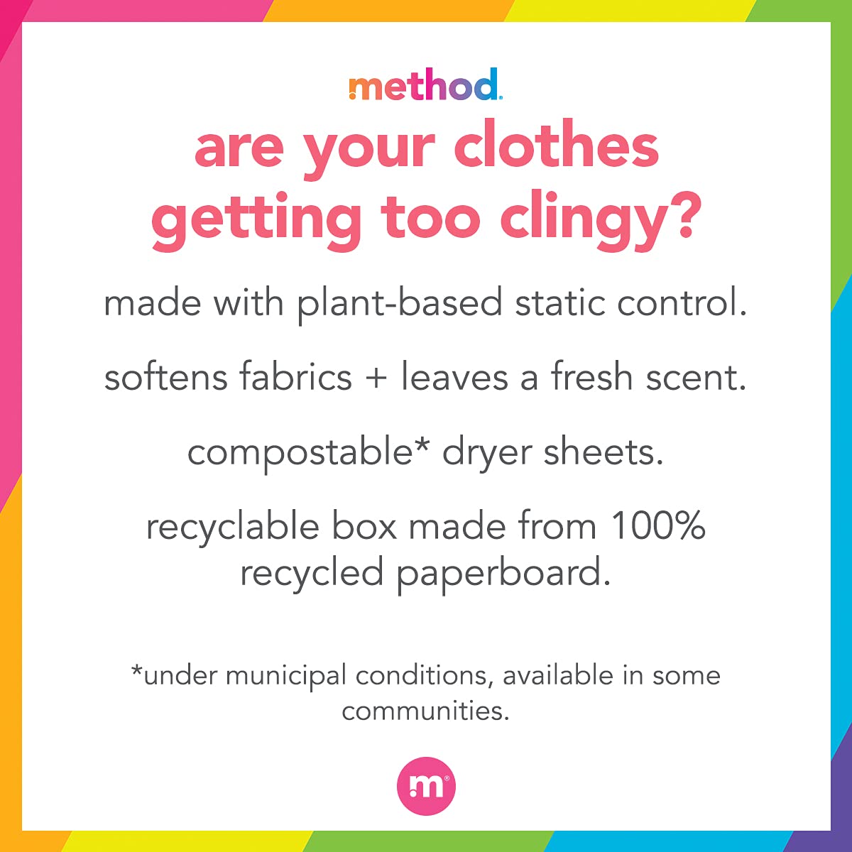 Method Dryer Sheets, Fresh Air, 80 Sheets, 2 pack, Packaging May Vary