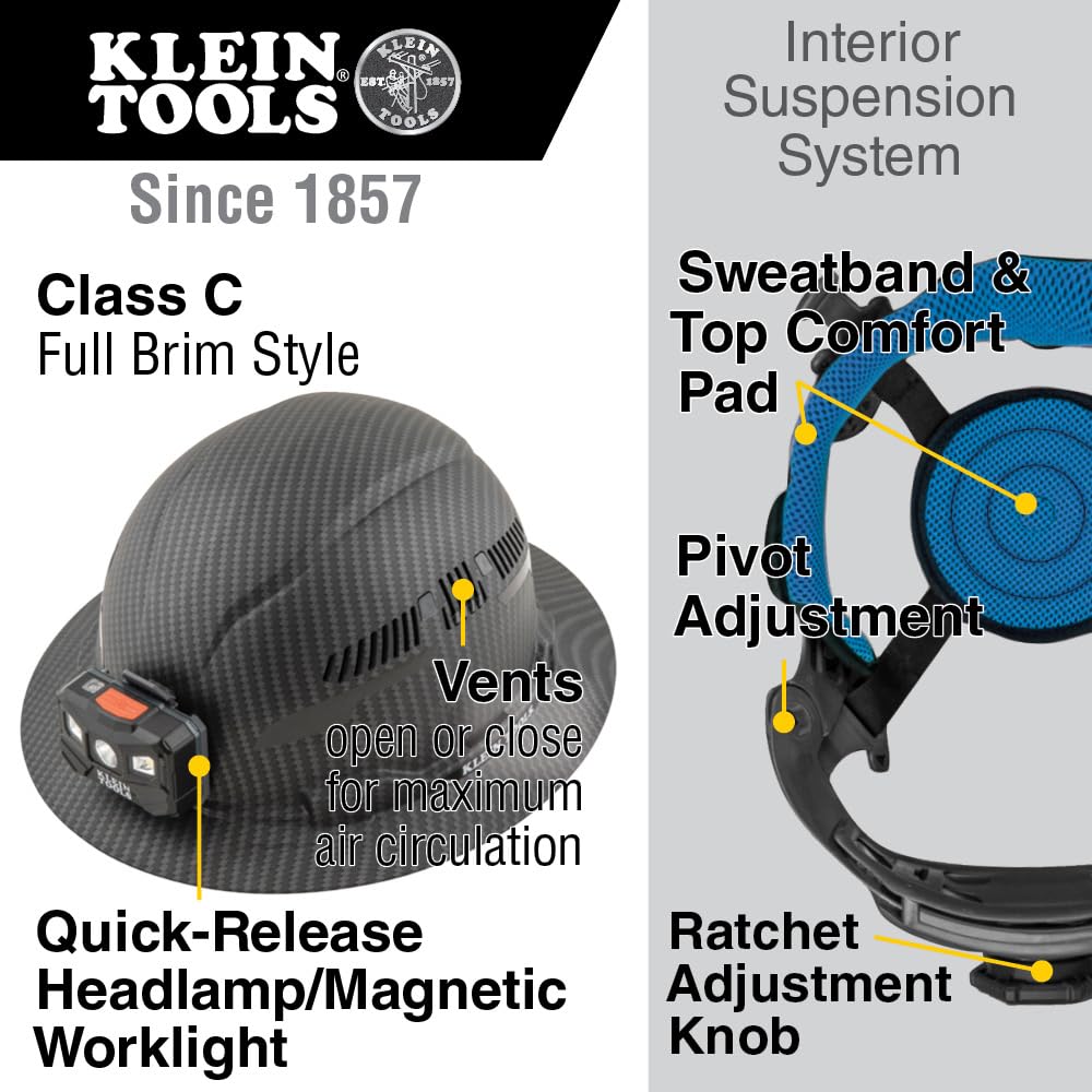 Klein Tools Hard Hat and Safety Helmet Sweatband, Replaceable Machine Washable Sweatband for Klein Tools Hard Hat Suspension System, 3-Pack