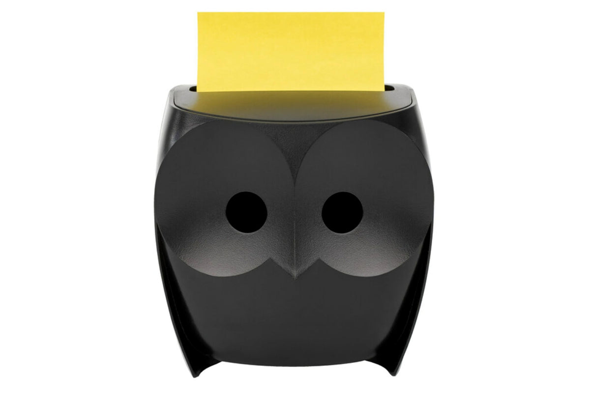 Post-it Owl Note Dispenser, Includes 1 Pad of Post-it 3 in X 3 in Super Sticky Dispenser Pop-up Notes, 45 Sheets (OWL-330-BK)