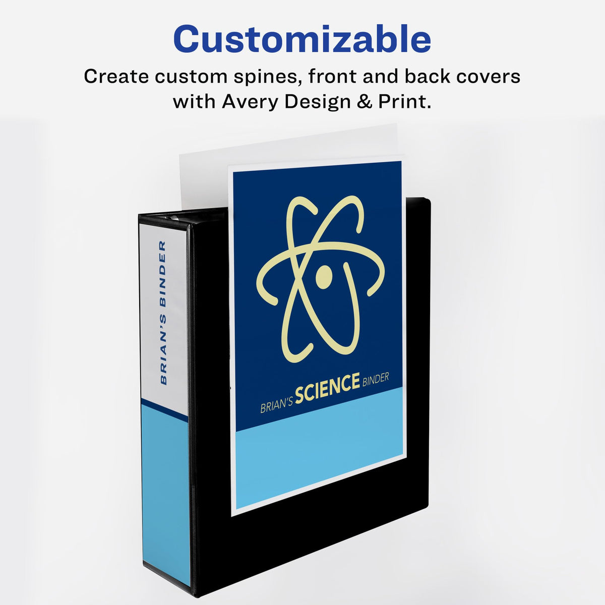 Avery Heavy-Duty View 3 Ring Binder, 3" One Touch Slant Rings, Holds 8.5" x 11" Paper, 1 Black Binder (05600)