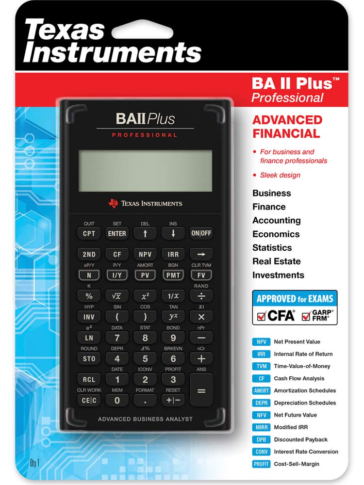 Texas Instruments BA II Plus Professional Financial Calculator Silver 9.8 Inch