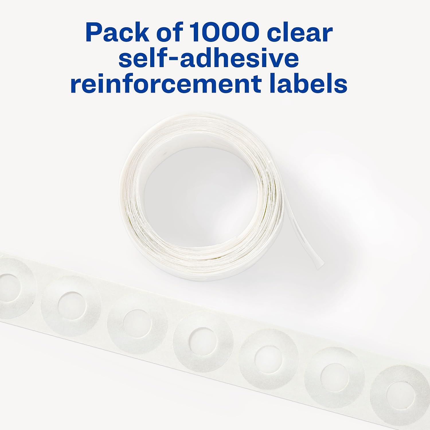 Avery 05722 Self-Adhesive Hole Reinforcement Labels, 1/4-Inch Round, Clear, 1000/PK