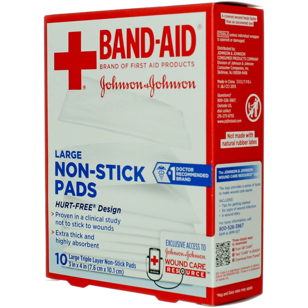 BAND-AID® Brand HURT-FREE® Non-stick Pads 3INX4IN, 10 COUNT