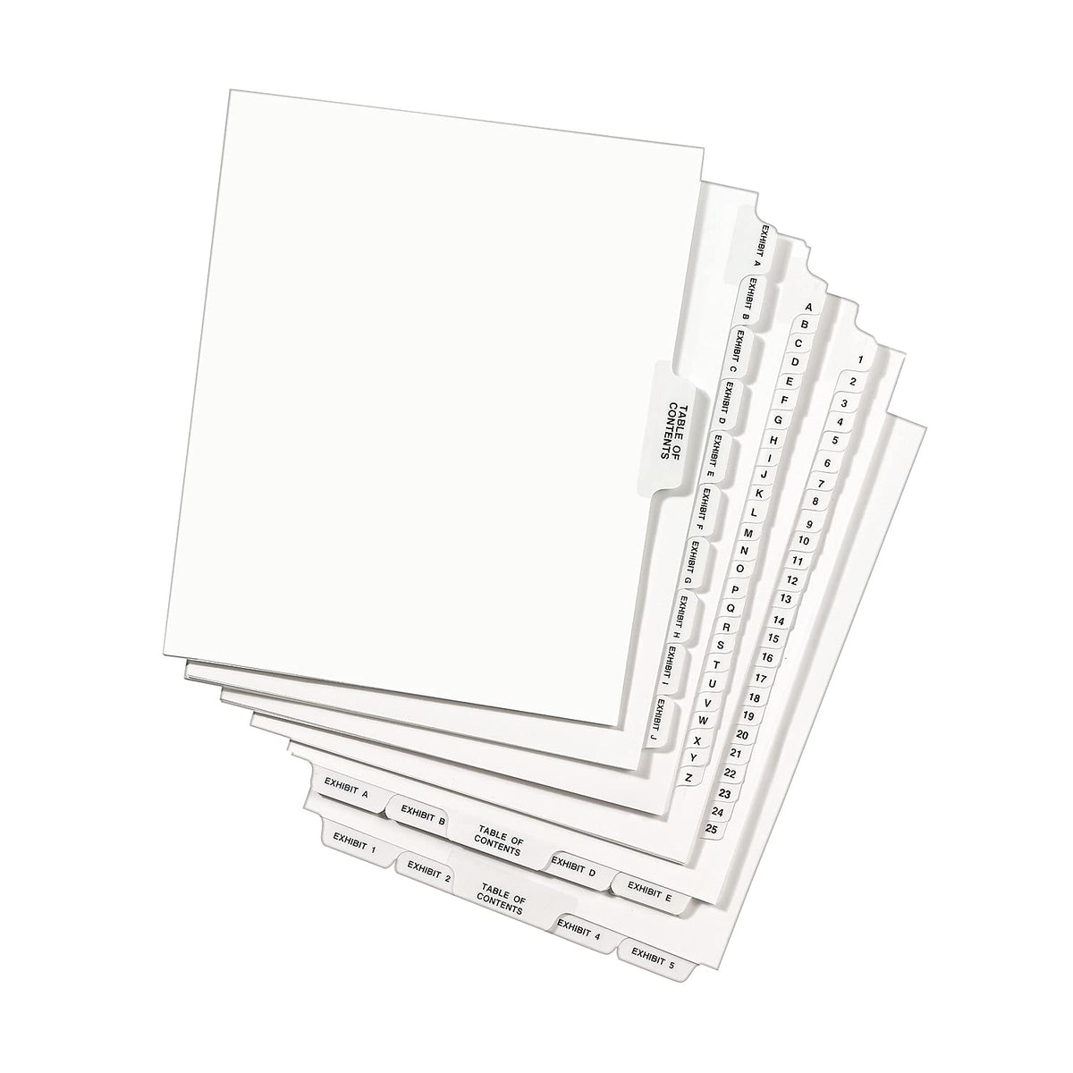Avery 01406 Exhibit Side Tab Divider, Printed: F, Letter Size, White, 25/Pack