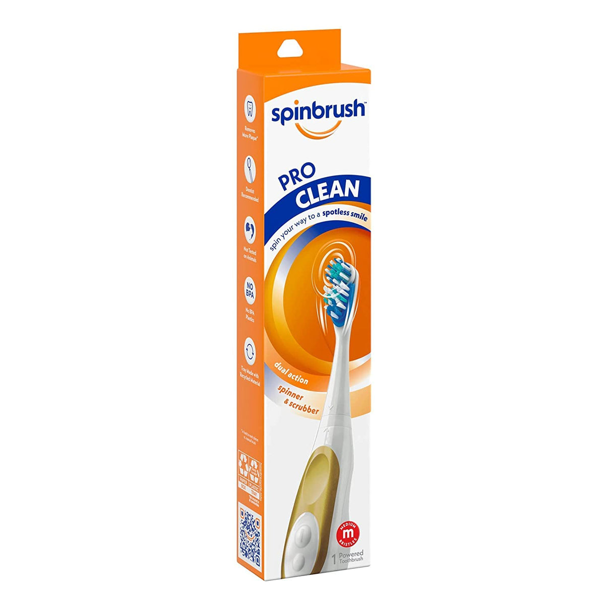 ARM & HAMMER Spinbrush Pro Series Daily Clean Powered Toothbrush Medium - Color Vary (Pack of 4)