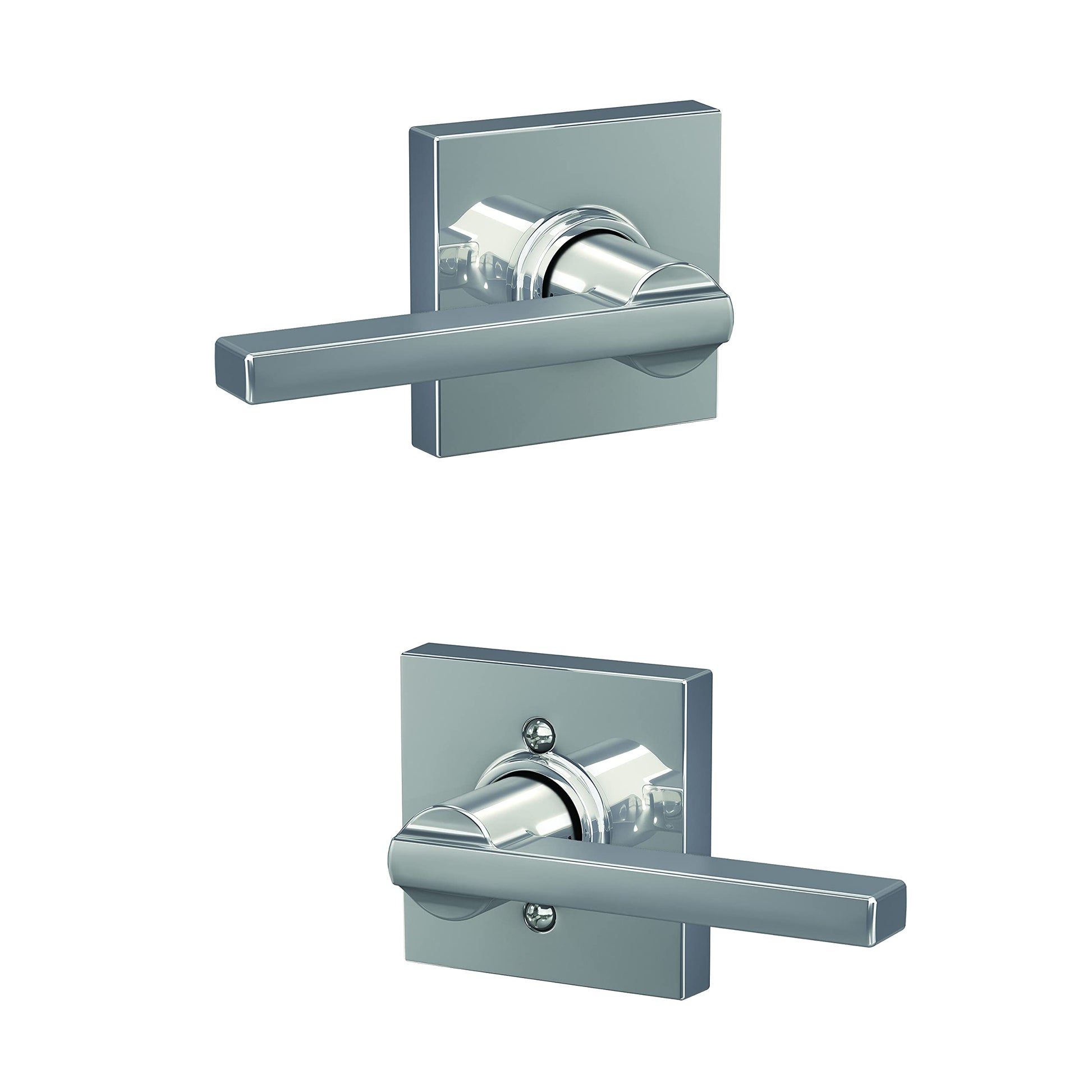Schlage F10 LAT 625 COL Latitude Lever with Collins Trim Hall & Closet Passage Door Lock, Bright Chrome