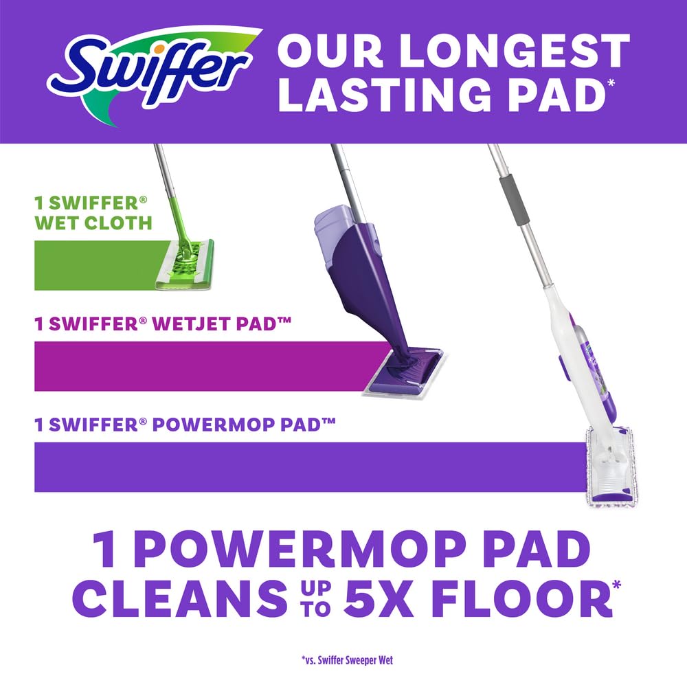 Swiffer PowerMop Multi-Surface Mopping Pad Refills for Floor Cleaning, 10 Count