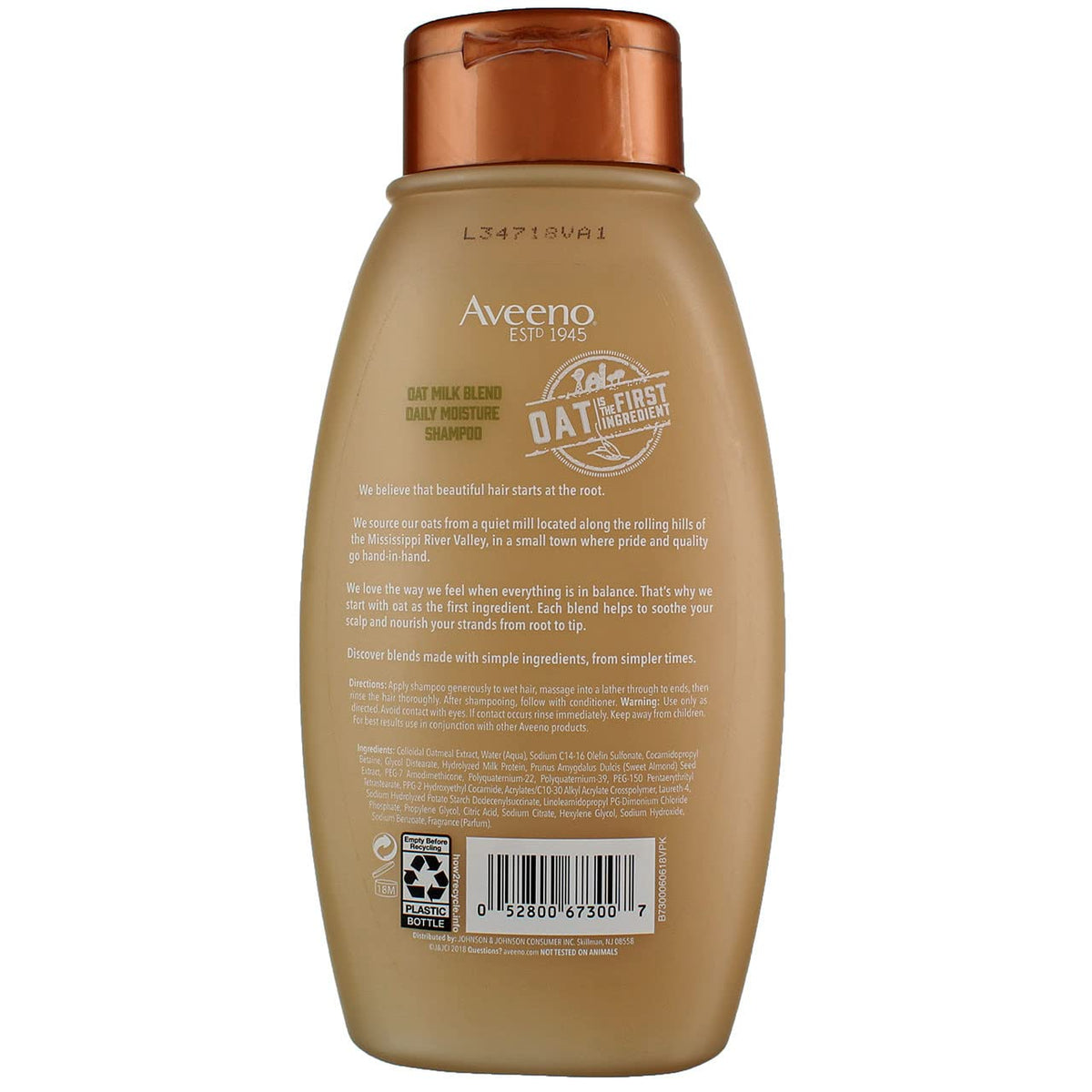 Aveeno Shampoo Oat Milk Blend 12 Ounce (Moisture) (354ml) (6 Pack)