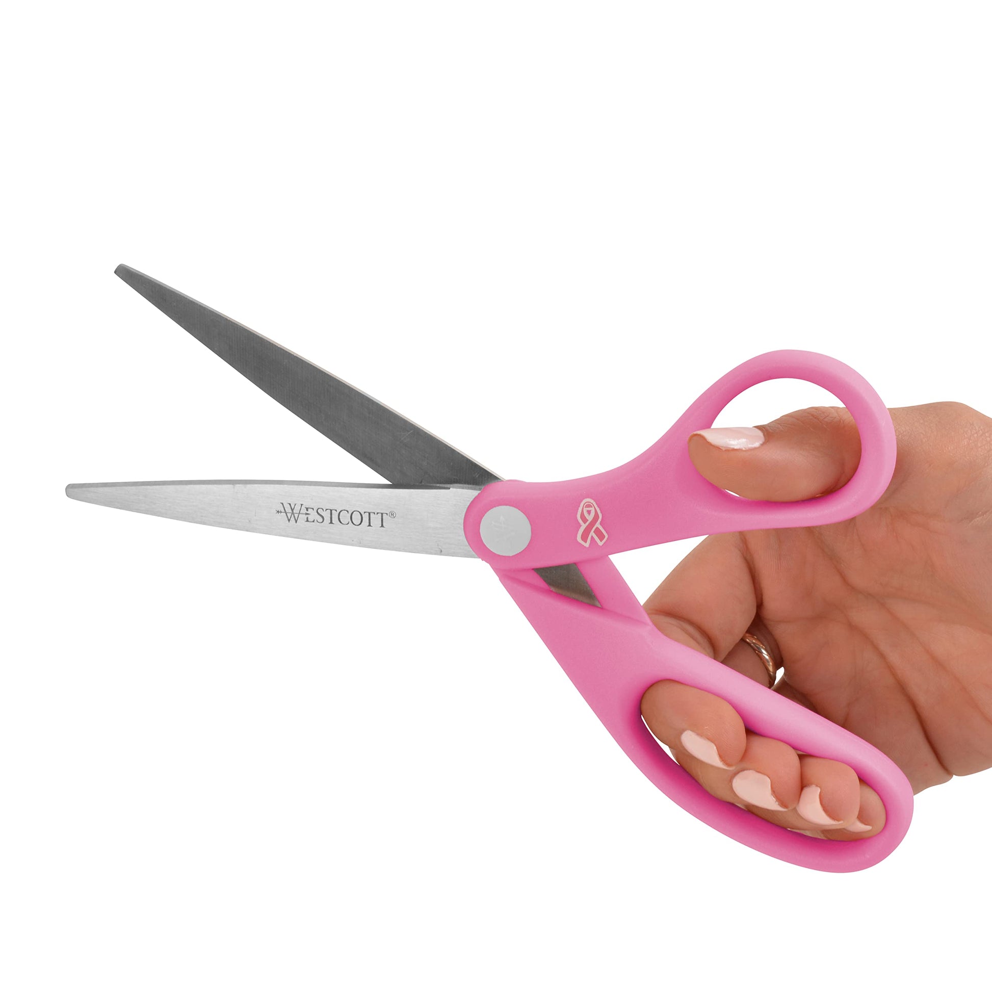 Westcott 15387 8-Inch Pink Ribbon Stainless Steel Scissors For Office and Home