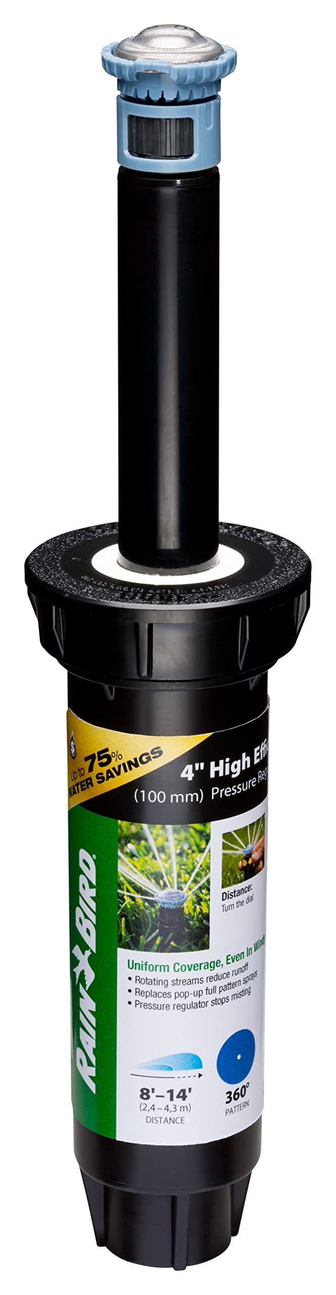 Rain Bird 8SAFPROPR Pressure Regulating (PRS) High-Efficiency Pro Rotary Sprinkler, 360Â° Full Pattern, 8' - 14' Spray Distance, 4" Pop-up Height