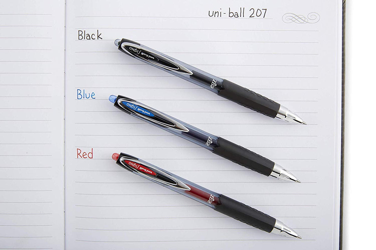 Signo 207 Roller Ball Retractable Gel Pen, Black Ink, Medium, Dozen