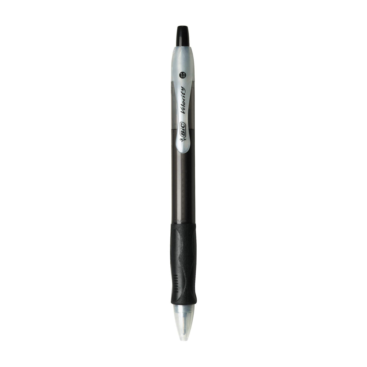 BIC Velocity Retractable Ballpoint Pens, Medium Point (1.0 mm), Black Ink Pens, 12-Count Pack, With Comfortable Grip