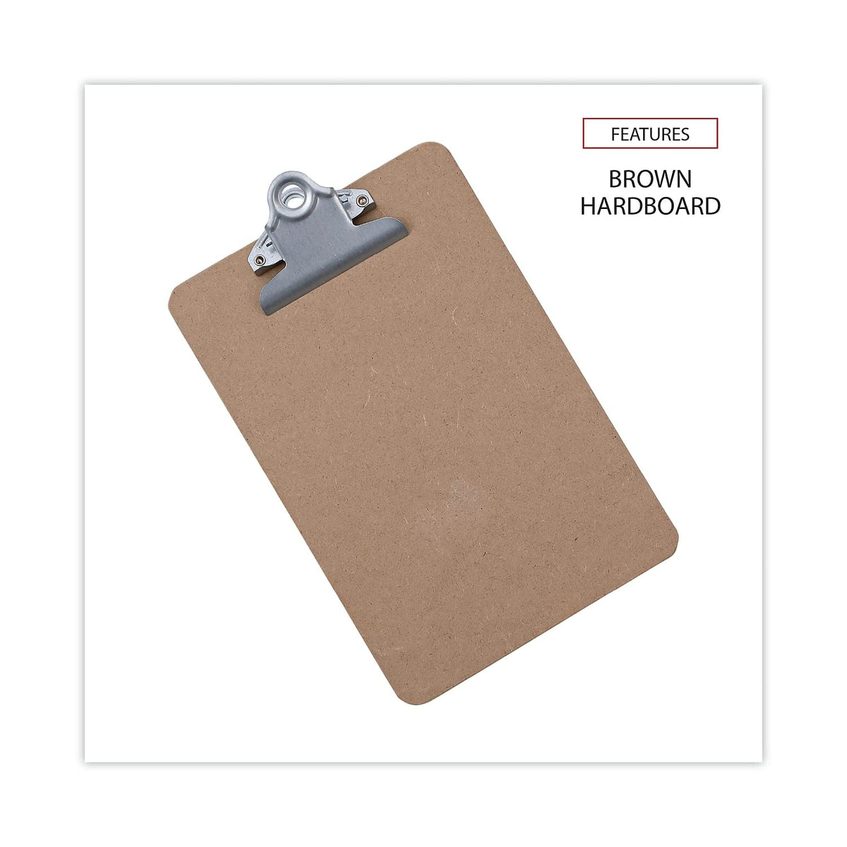 Universal Hardboard Clipboard, 0.75" Clip Capacity, Holds 5 x 8 Sheets, Brown, Small