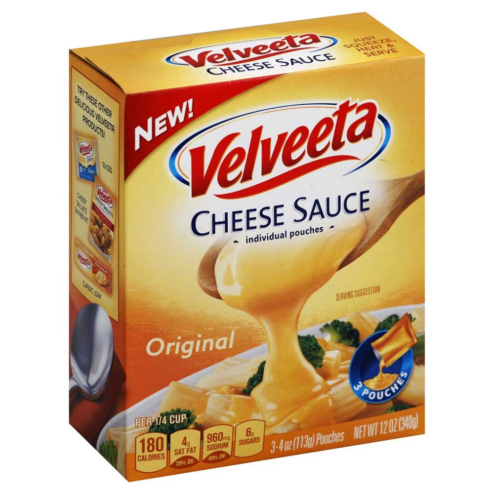 Velveeta Original Processed Cheese Sauce Pouch, 12 Ounce -- 8 per case.