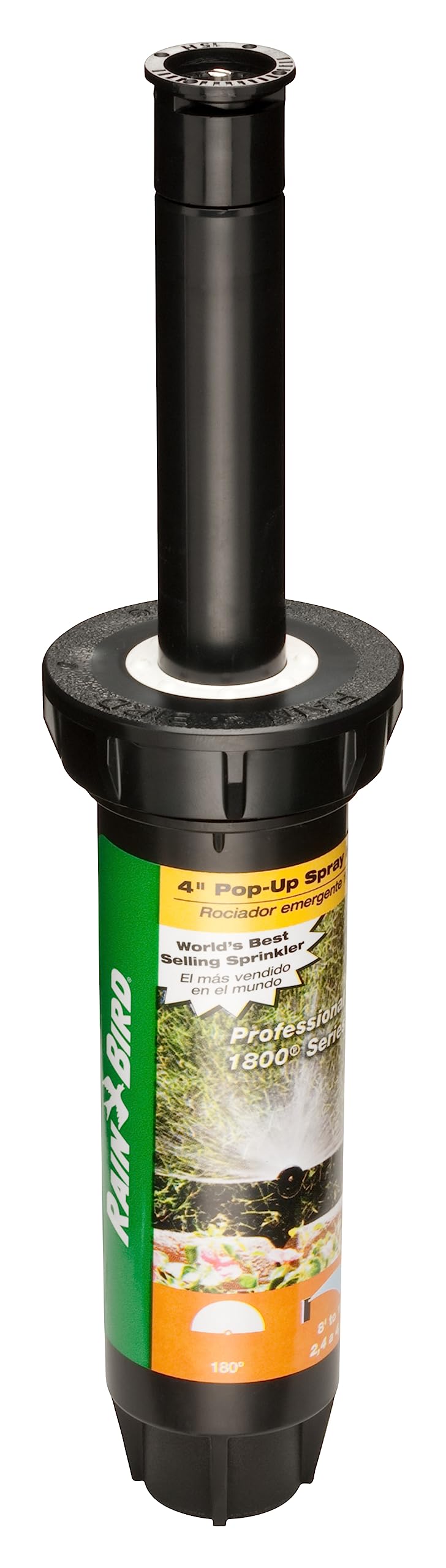 Rain Bird 1804H Professional Pop-Up Sprinkler, 180° Half Circle Pattern, 8' - 15' Spray Distance, 4" Pop-up Height
