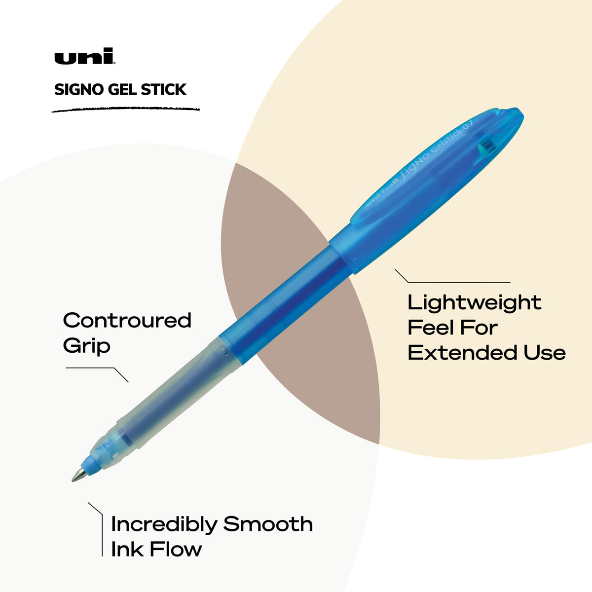 uniball Signo Gel Pen, Stick, Medium 0.7mm, Blue Ink, Blue Barrel, Dozen