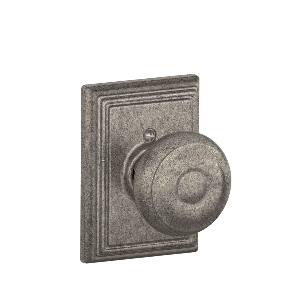 Schlage Lock Company Georgian Knob with Addison Trim Non-Turning Lock, Distressed Nickel (F170 GEO 621 ADD)