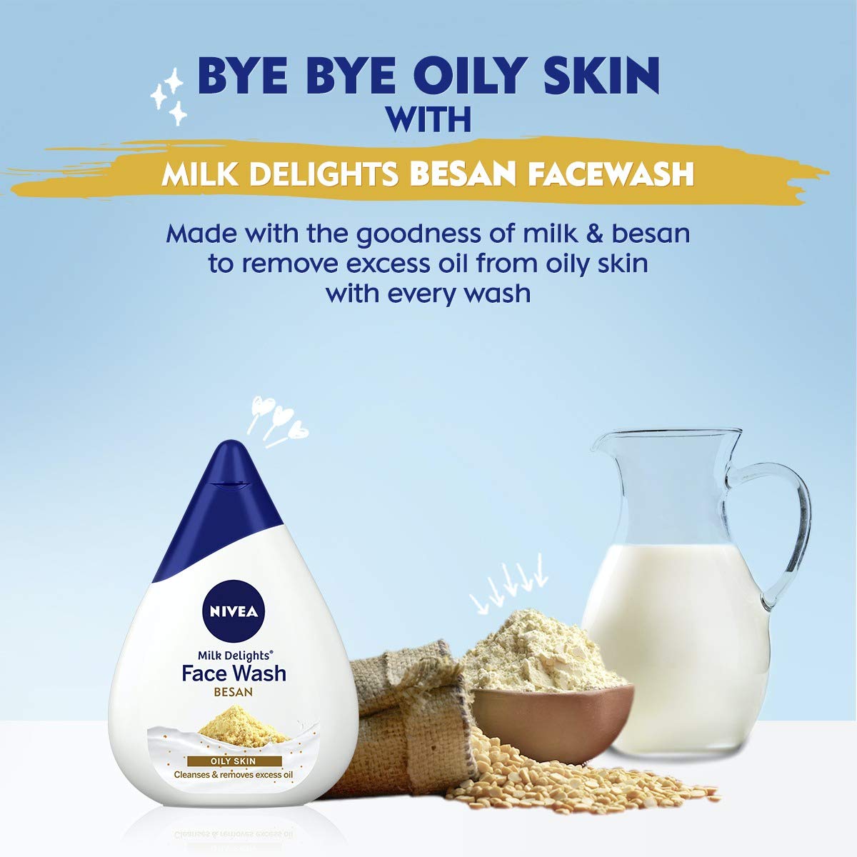NIVEA Face Wash, Milk Delights Fine Gramflour(Oily Skin), 100ml