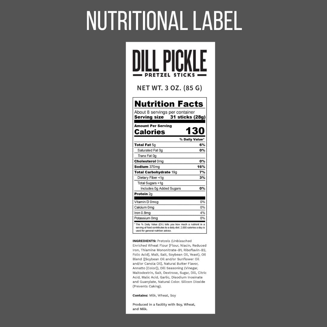 Pop Daddy Flavored Pretzels Sticks, Dill Pickle Flavor, 3oz Healthy Gourmet Pretzels Snacks, 15 Pack