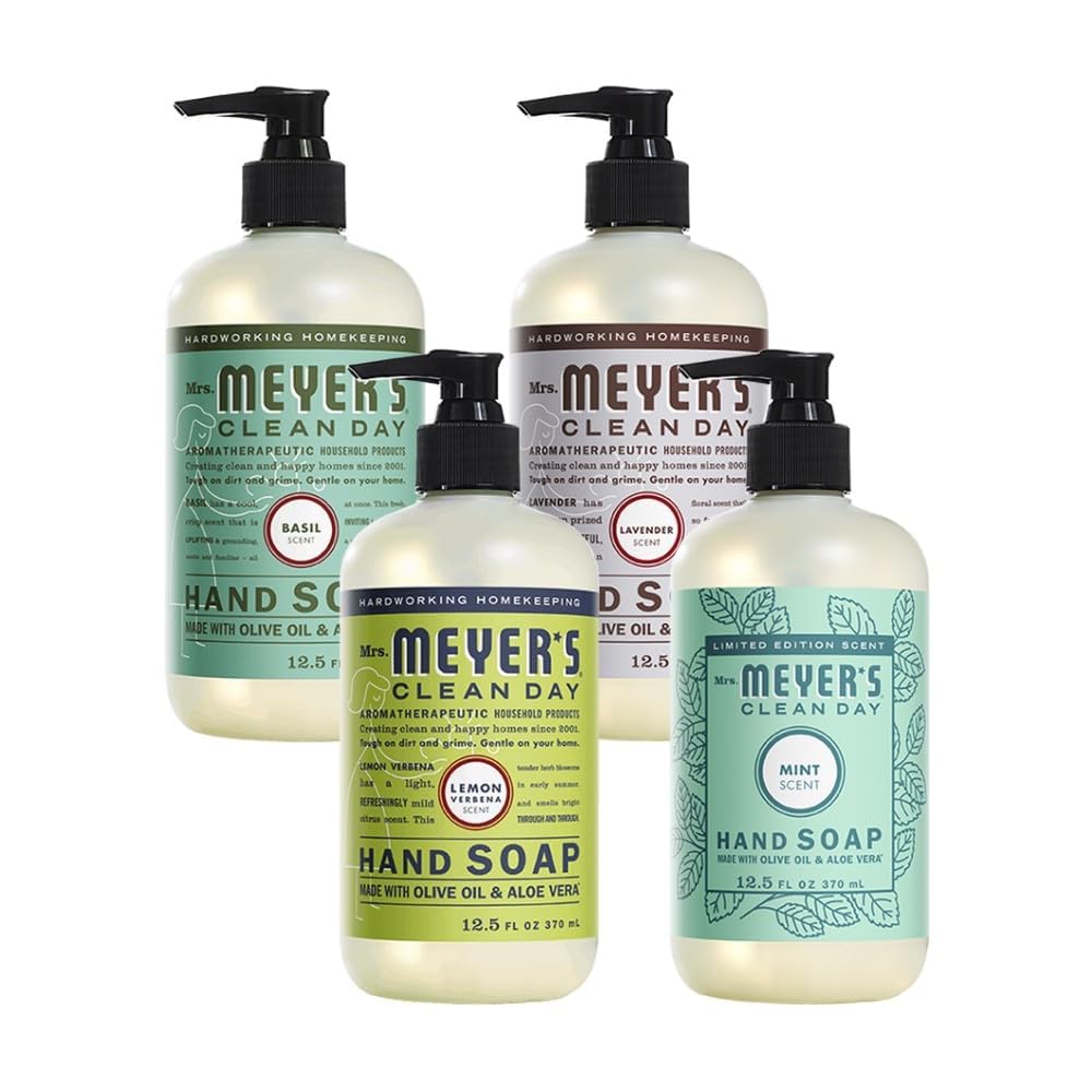 Mrs. MEYER'S CLEAN DAY Hand Soap Bundle (Basil + Lavender + Lemon Verbena + Mint)