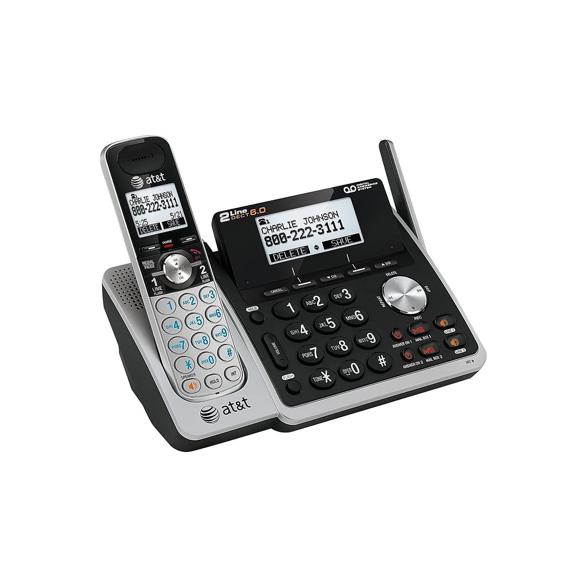 AT&T TL88102 Cordless Digital Answering System, Base and 1 Handset