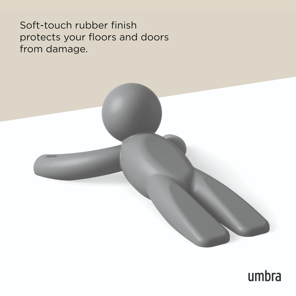 Umbra Buddy Door Stop, Heavy-Duty and Flexible, Soft-Touch Finish, Protects Your Floors, Grey