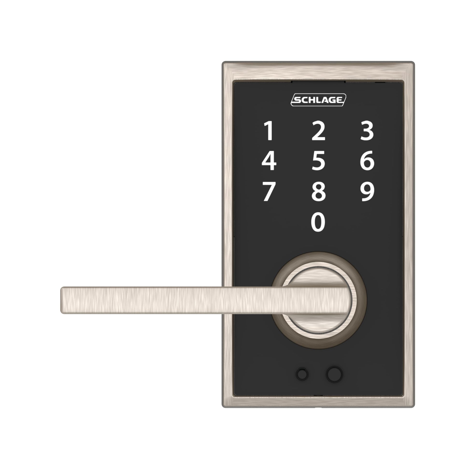 Schlage FE695 CEN 619 LAT Touch Century Lock with Latitude Lever, Electronic Keyless Entry Lock, Satin Nickel