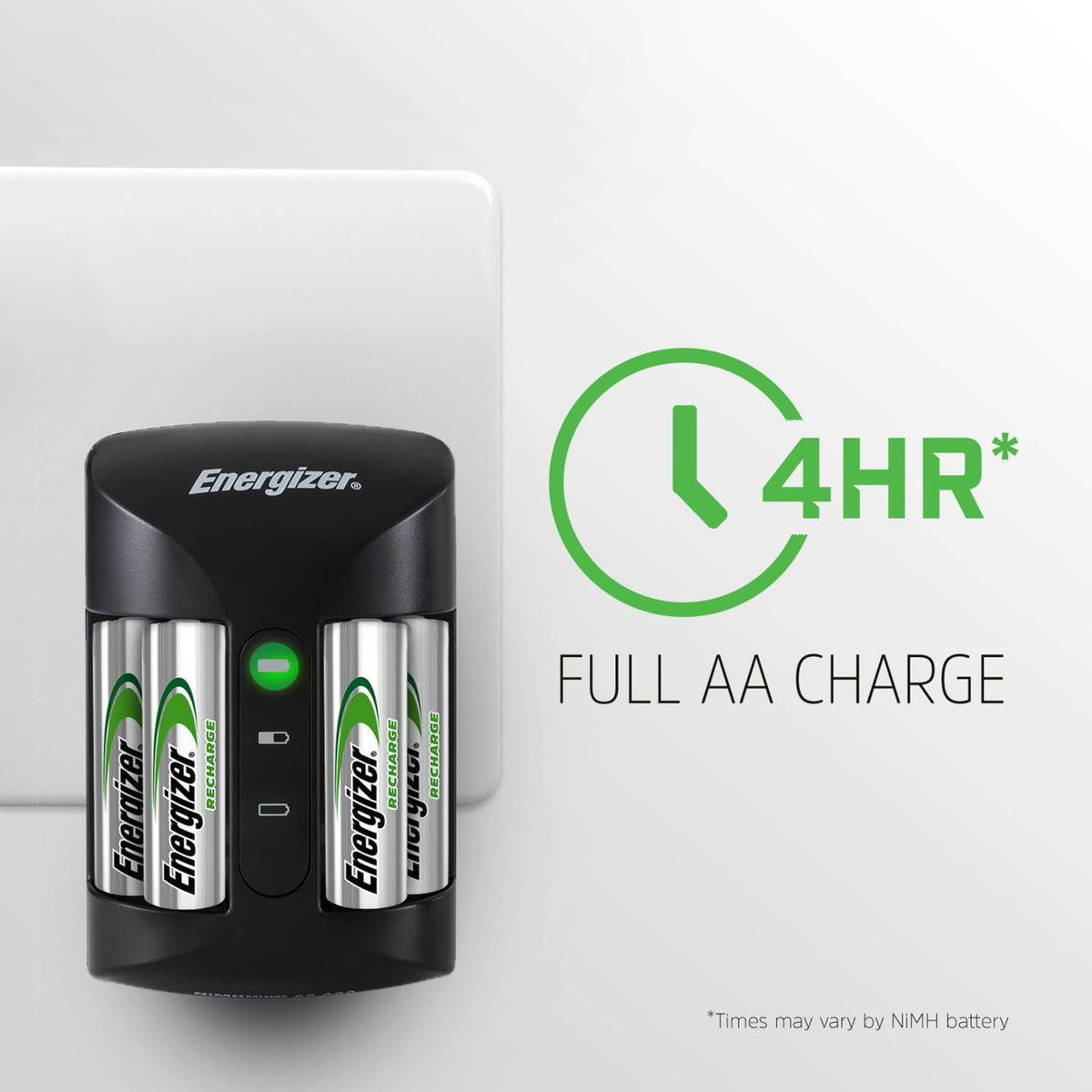 Energizer Recharge Pro Rechargeable AAA and AA Battery Charger With 4 NiMh Rechargeable AA Batteries, Provides a Full Charge in 3 Hours