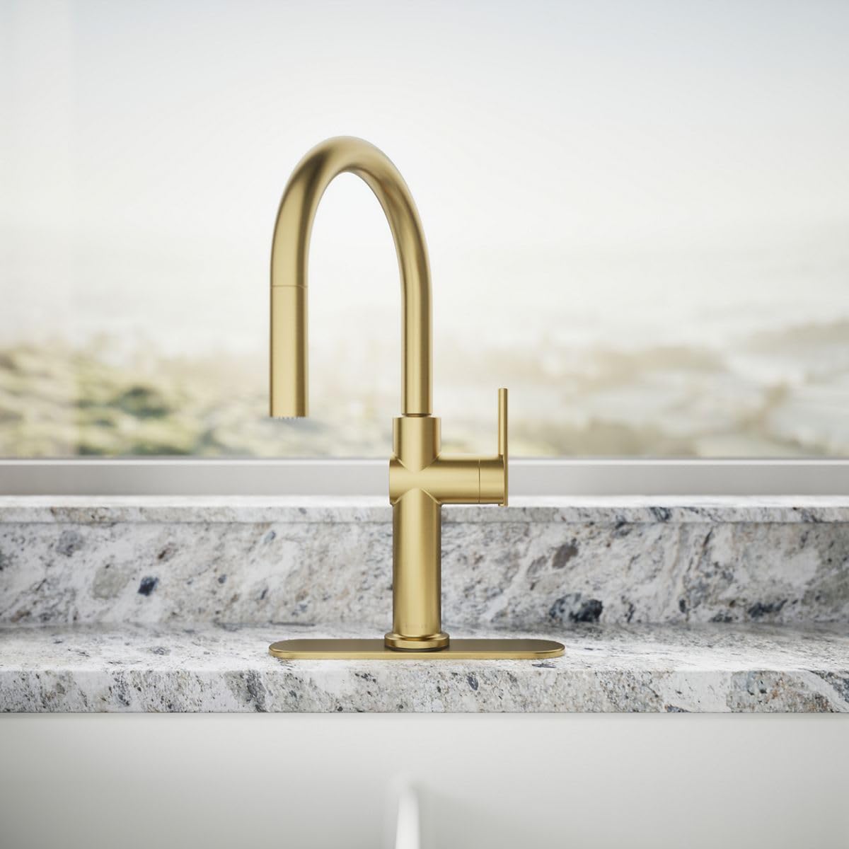 KOHLER 22972-2MB Crue Pull Down Kitchen Faucet, Pull-Down Sprayer, Vibrant Brushed Moderne Brass