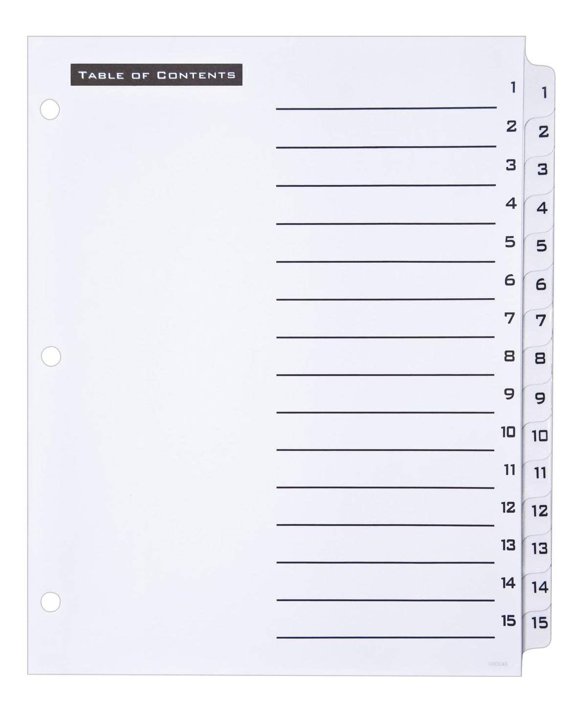 Office Essentials 11674 Table 'n Tabs Dividers, 15-Tab, Letter