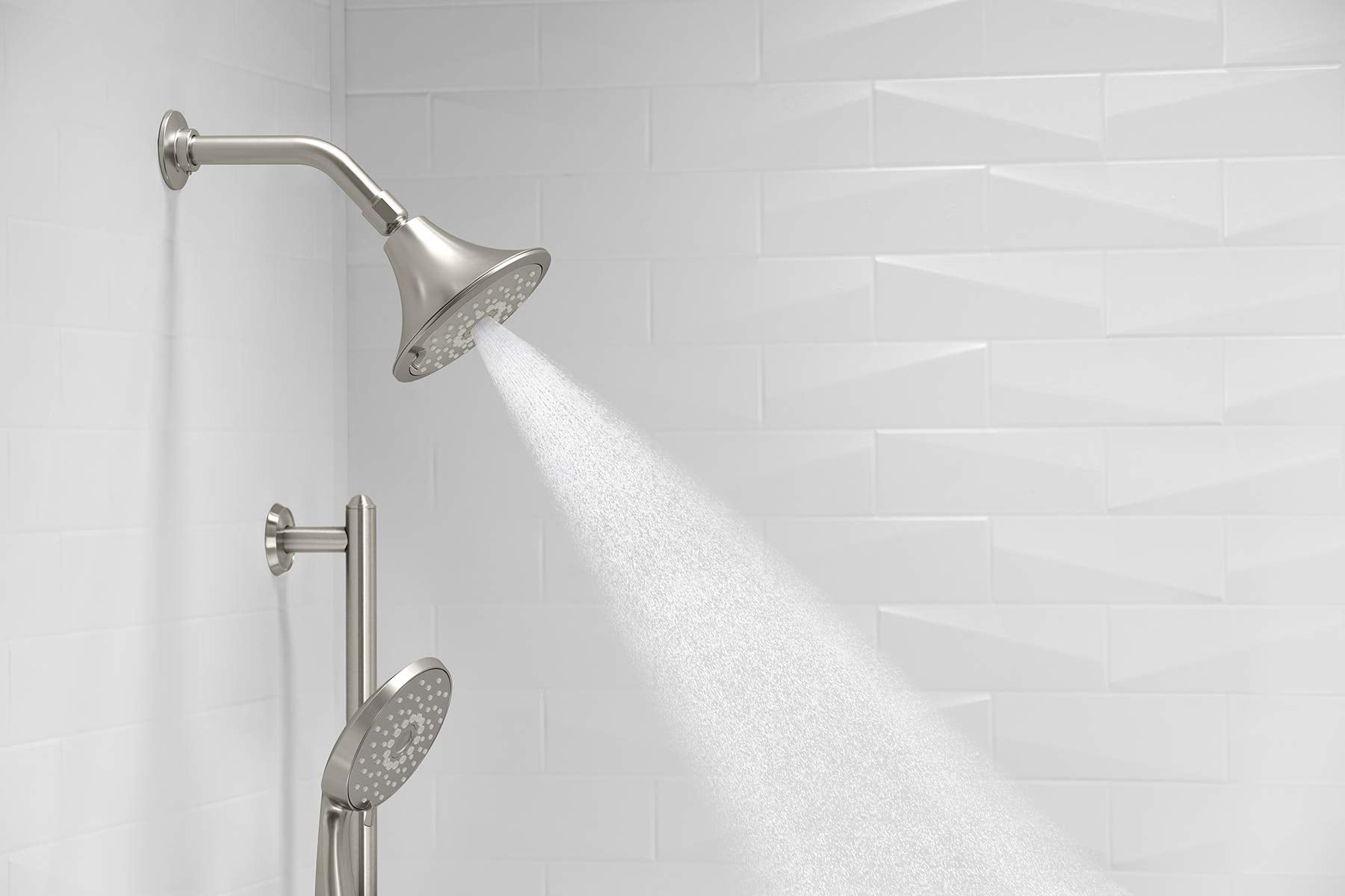KOHLER 22169-BN Forte Multifunction Showerhead, Wall-Mount, 3 Spray Settings, 2.5 GPM, Vibrant Brushed Nickel