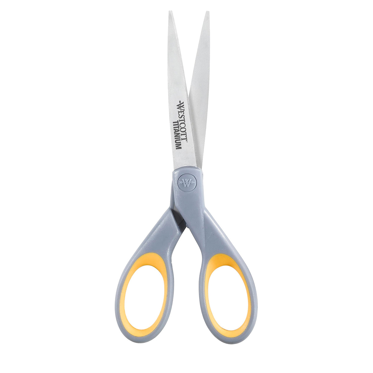 Westcott ‎13824 7” & 5” Pointed Titanium-Bonded Crafting Scissors with Soft Handles, Gray/Yellow (2 Pack)