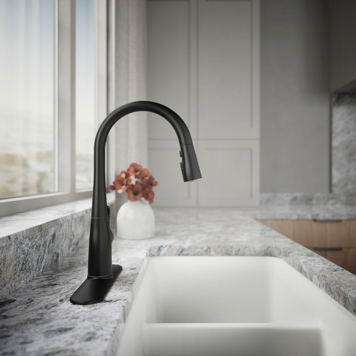 KOHLER K-597-BL Simplice Kitchen Faucet, Matte Black