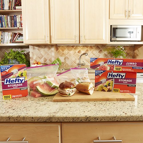 Hefty Slider Storage Bags, Quart Size, 46 Count (Pack of 4), 184 Total