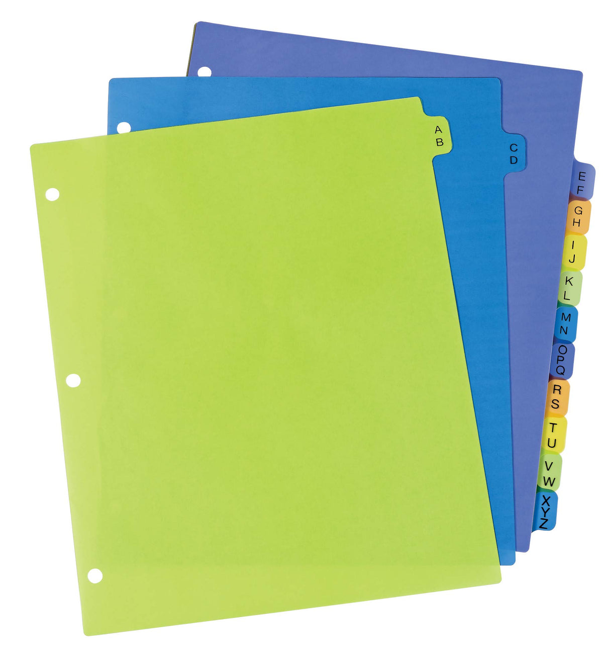 Avery Plastic A-Z 12-Tab Dividers for 3 Ring Binders, Pre-Printed Multicolor Tabs, 1 Set (11330)