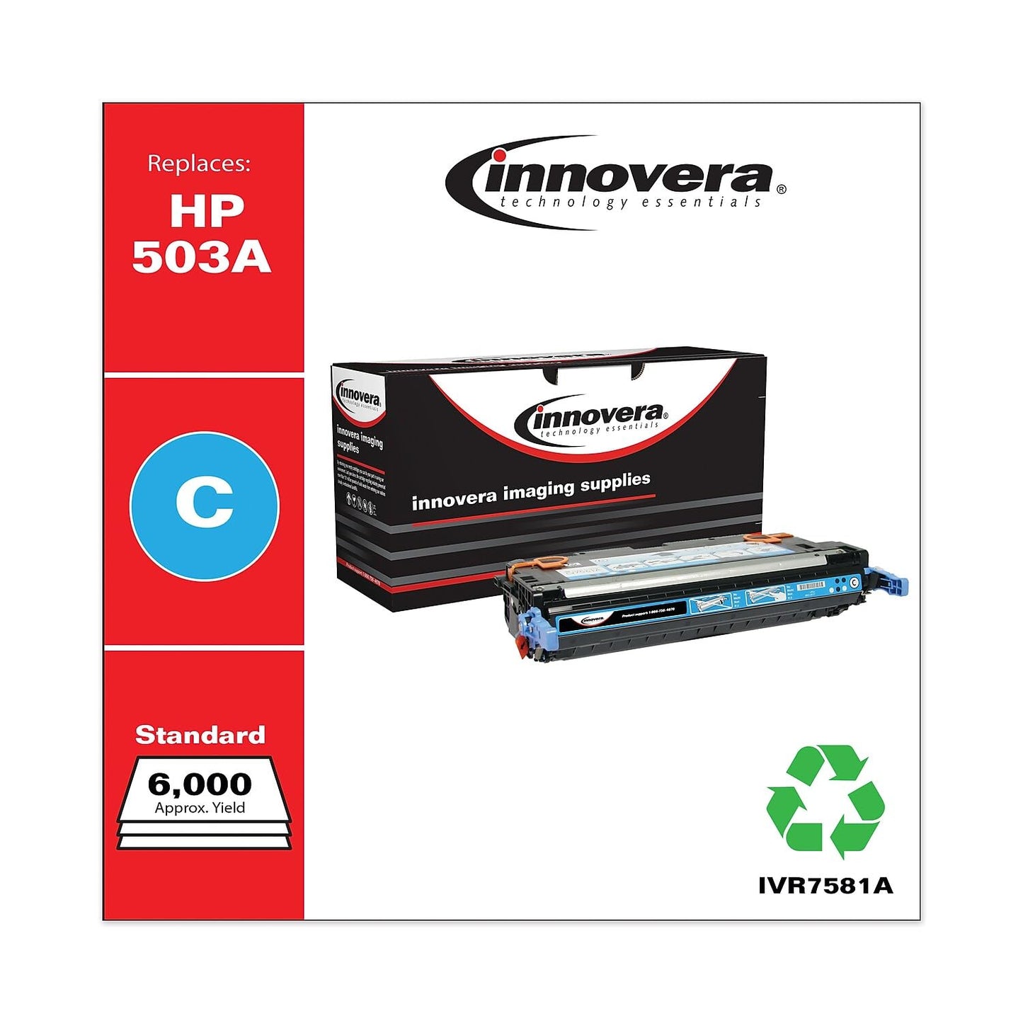 Innovera Remanufactured Toner Cartridge-Replacement for Q7581A (503A), Cyan