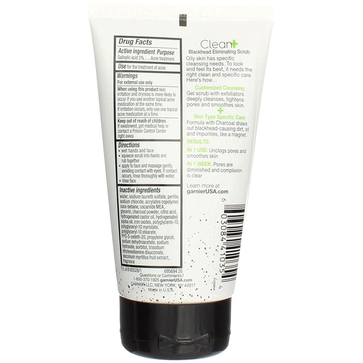 Garnier Clean Scrub Blackhead Eliminating 5 Ounce (145ml) (3 Pack)