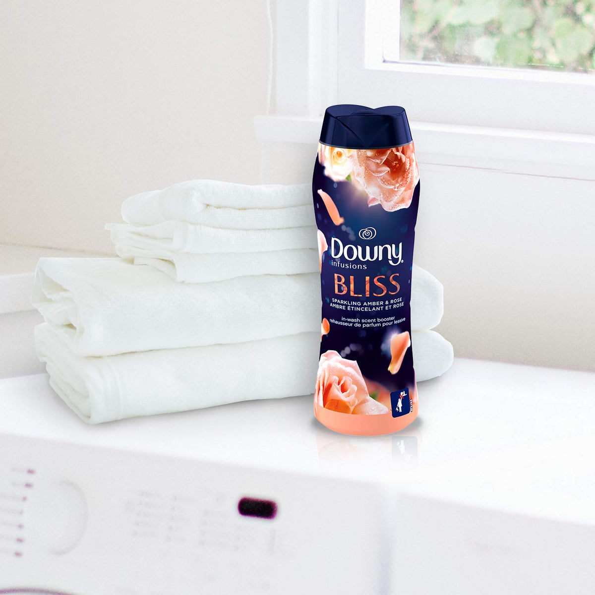 Downy Infusions Laundry Scent Booster Beads for Washer, Bliss, Sparkling Amber & Rose, 10 oz (Pack of 4)