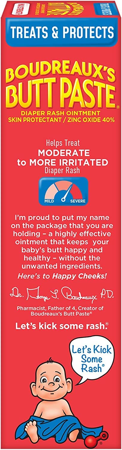 Boudreaux's Butt Paste Maximum Strength Diaper Rash Ointment, 4 Ounce (Pack of 4)