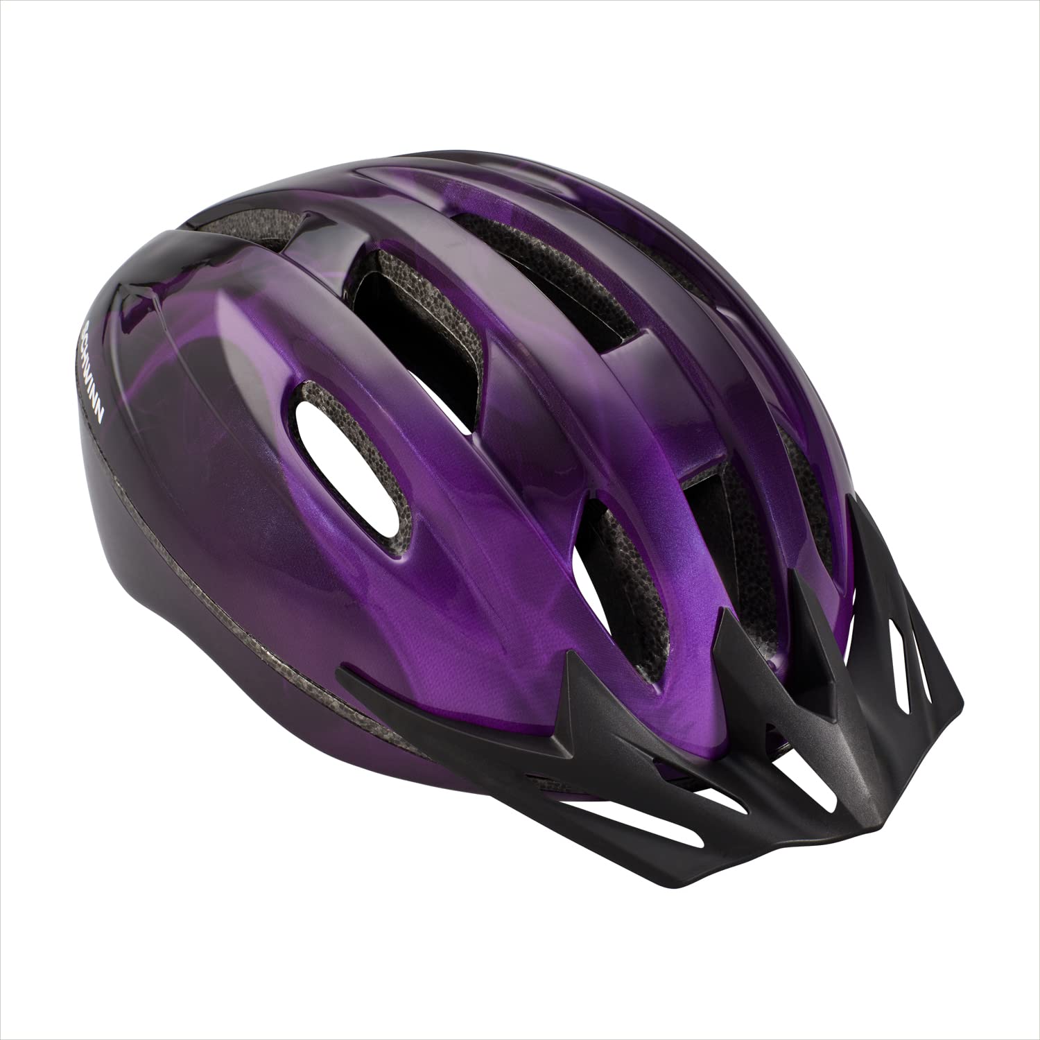 Schwinn Intercept Bike Helmet For Adult Men Women Ages 14 and Up, Can Fit Head Circumference 58-62 cm, With 10 Vents, Snap On/Off Visor, Adult Purple