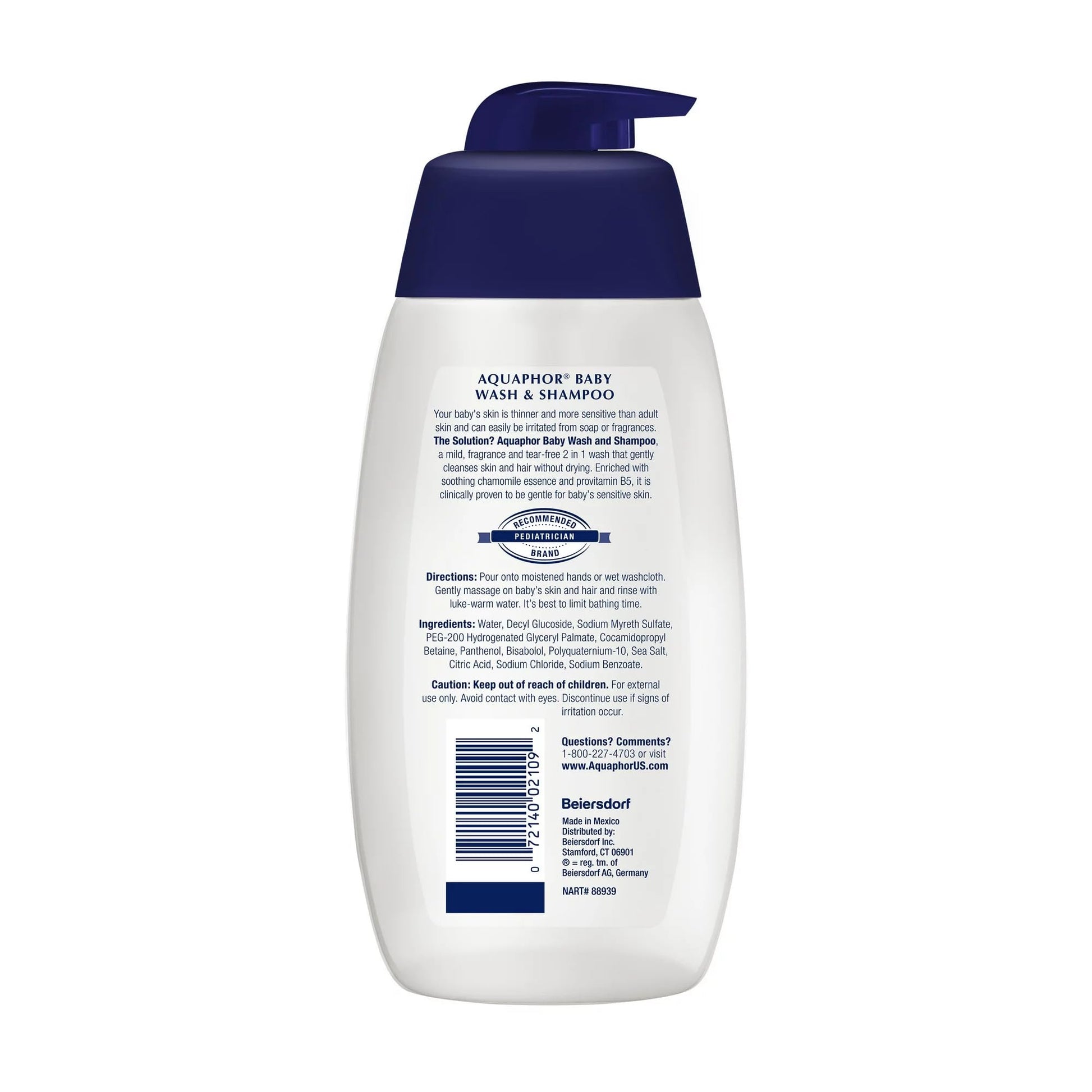 Aquaphor Baby Cleansing Wash And Shampoo 16 Ounce Pump (500ml) (6 Pack)