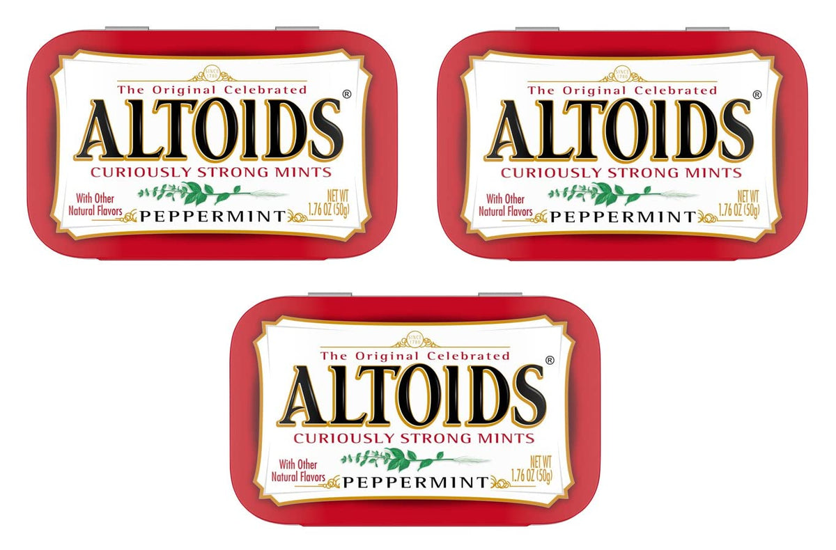 Altoids Curiously Strong Breath Mints, Peppermint, 1.76-Ounce Tins, 3-Pack