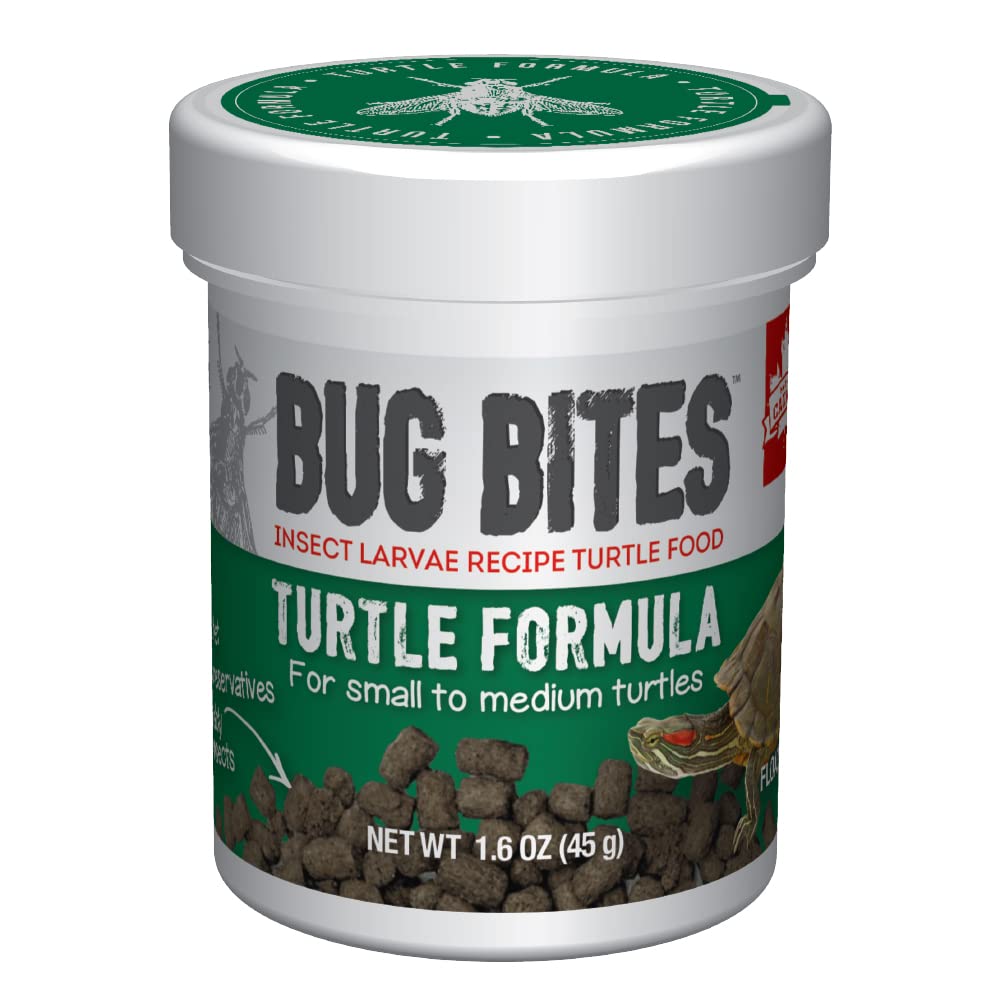 Fluval Bug Bites Turtle Food, Pellets for Small to Medium Sized Turtles, 1.5 oz., A6592, Brown