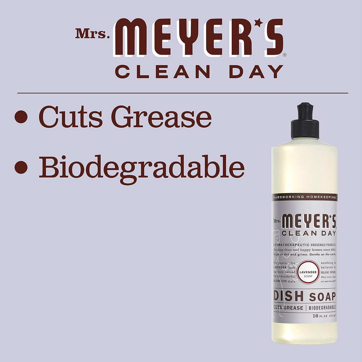 Mrs. Meyer's Dish Soap, Lavender, 16 fl oz