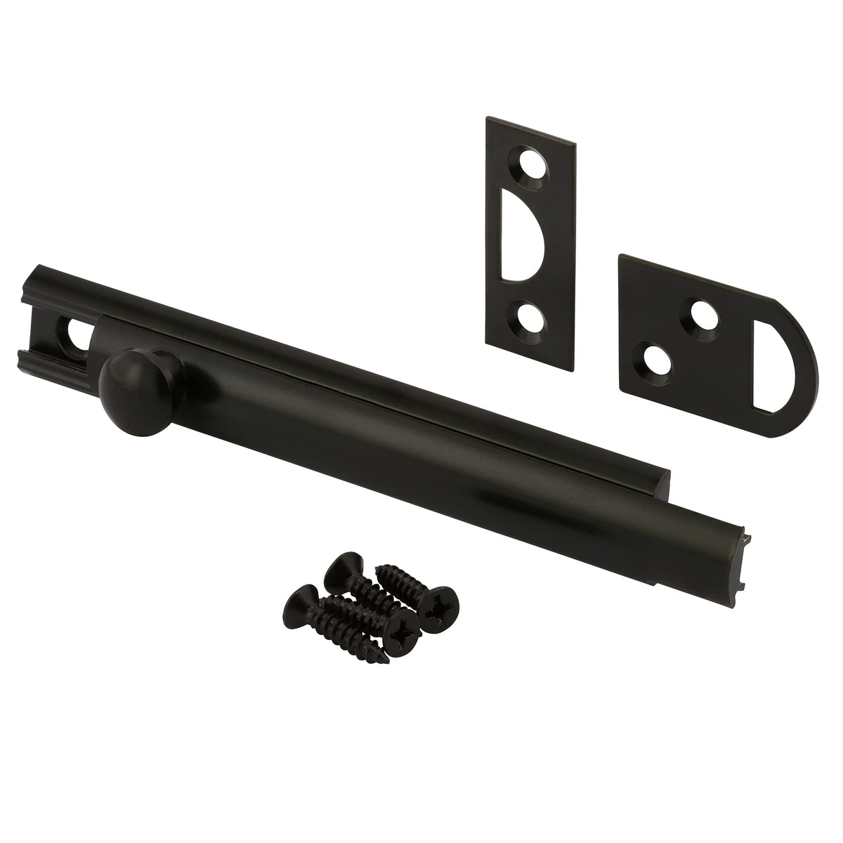 Prime-Line U 11448 Surface Bolt, 4 In., Solid Brass, Matte Black Finish (Single Pack)