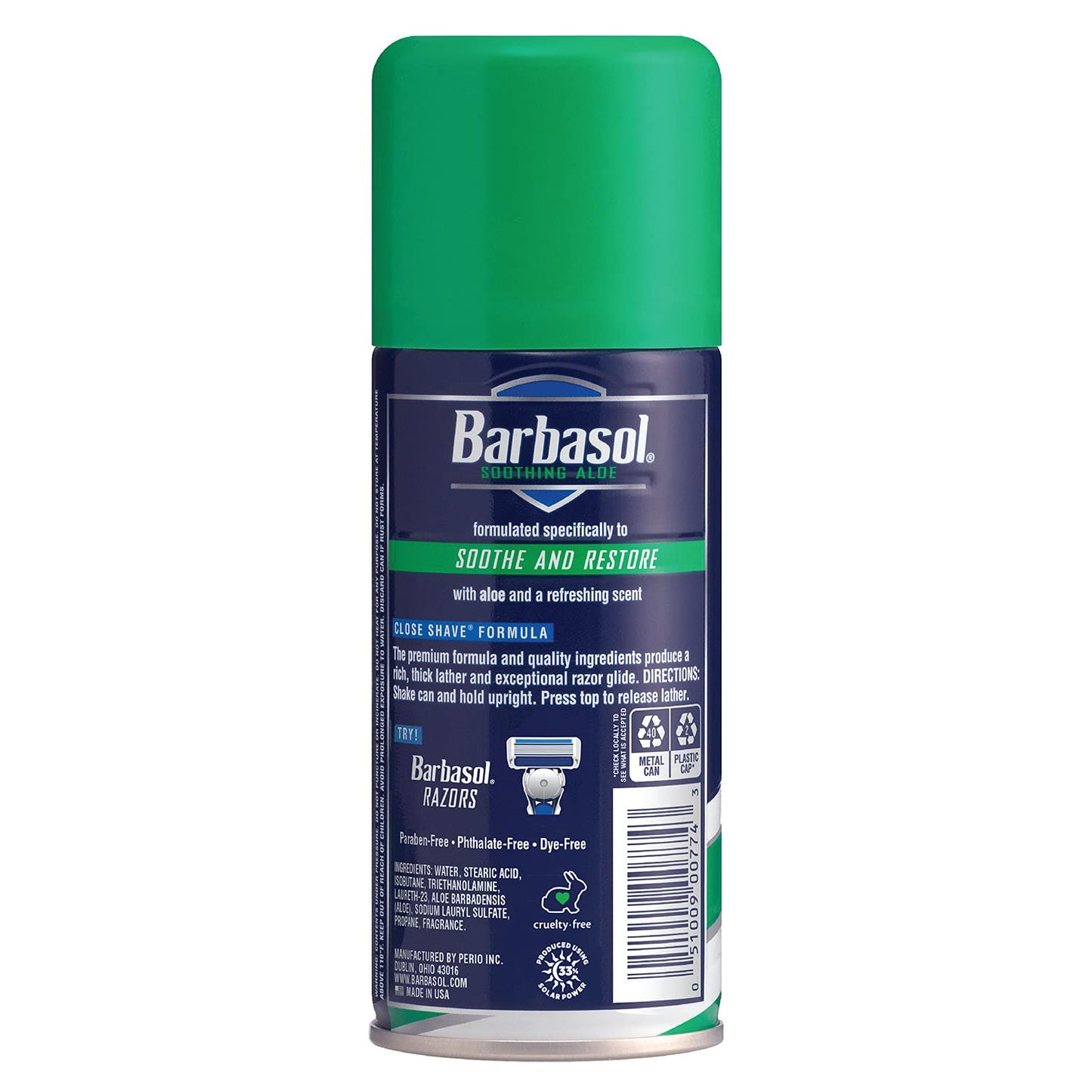 Barbasol Soothing Aloe Thick and Rich Shaving Cream, 7 Ounce, Pack of 6