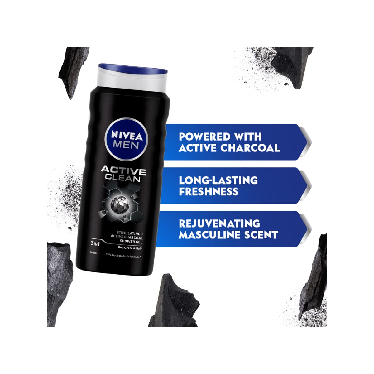 Nivea Active Clean Shower Gel, 500 g