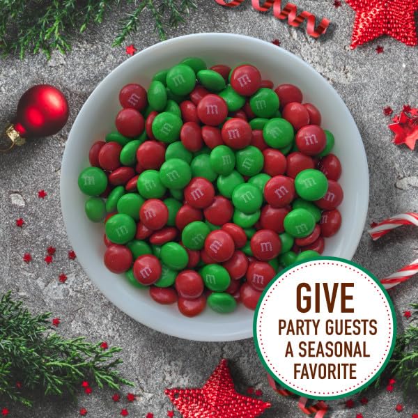 M&M'S Milk Chocolate Red & Green Christmas Candy Bulk Assortment, Bulk Christmas Candy 38 oz Resealable Bag