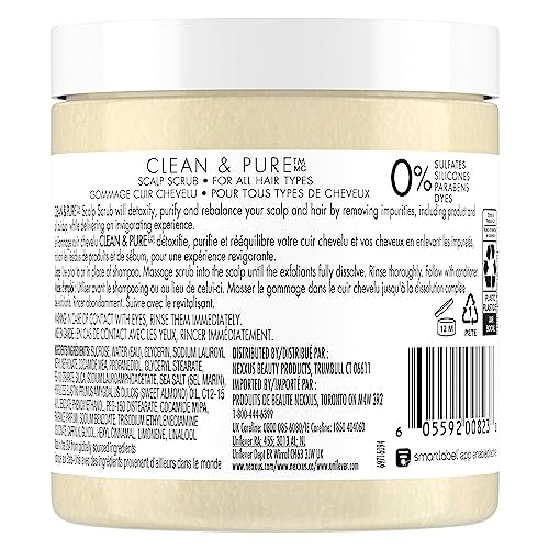 Nexxus Sulfate-Free Hair Scrub To Nourish & Clarify Exfoliating Scalp Scrub Silicone, Dye, & Paraben Free Hair Scrub 10 oz White